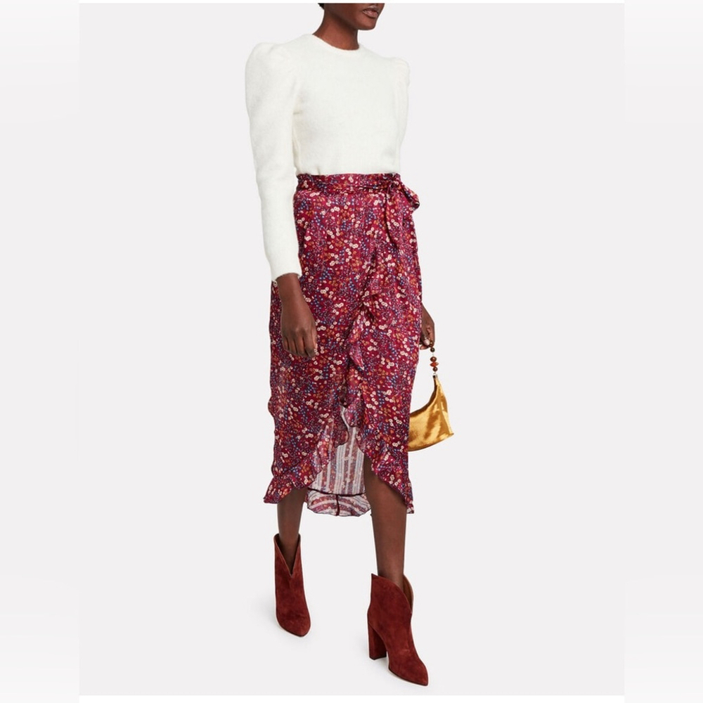 SABINA MUSAYEV Sky Floral Wrap Skirt flower print red size small